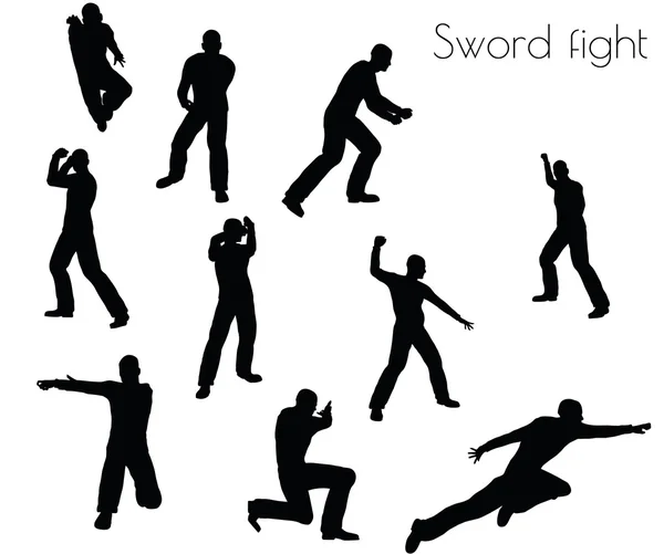 Homme dans swordfight Action pose — Image vectorielle