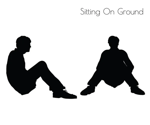 Hombre sentado Pose On Ground — Archivo Imágenes Vectoriales