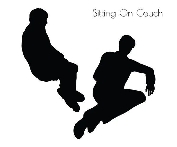 Man in Sitting Pose On Couch pose — Stock Vector