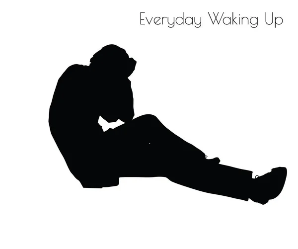 Man in Everyday Waking Up pose — Stock Vector