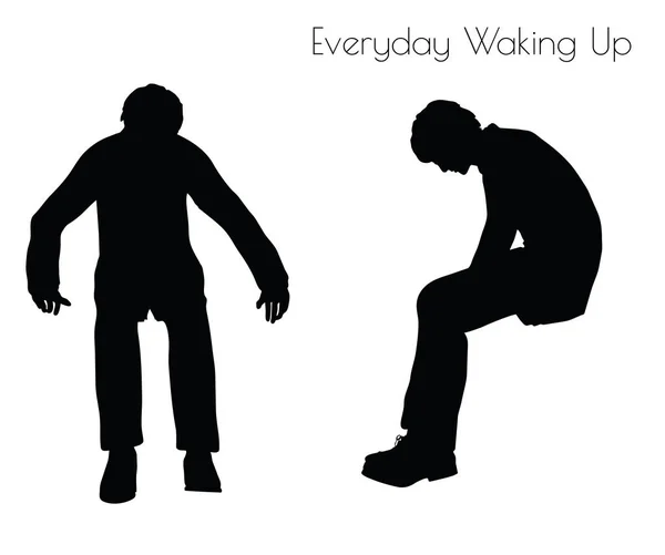 Man in Everyday Waking Up pose — Stock Vector