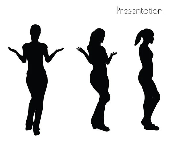 Vrouw in presentatie pose — Stockvector