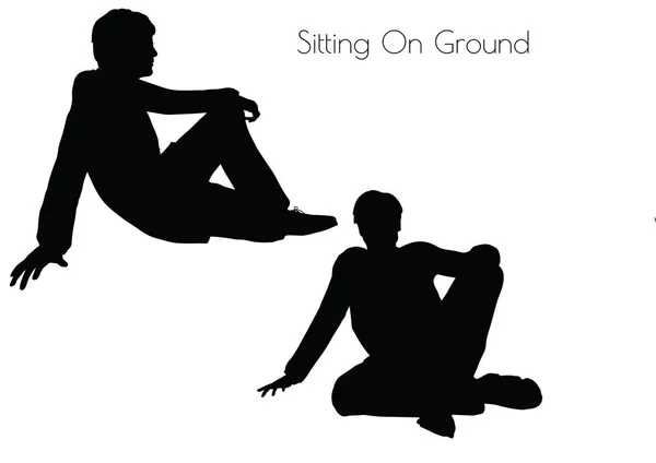 Man in Sitting Pose On Ground Stock Illustration