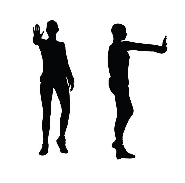 Femme en posture de poupe sur fond blanc — Image vectorielle