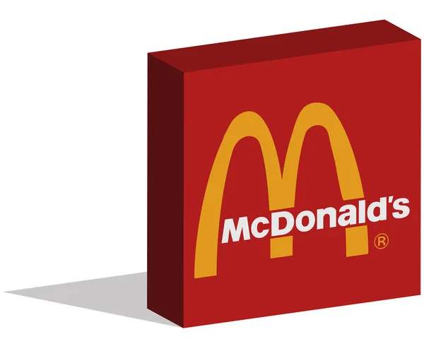 McDonald's logotype in 3d form on ground — Stock Vector