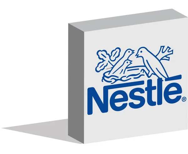 Nestle logotype in 3d form on ground — Stock Vector