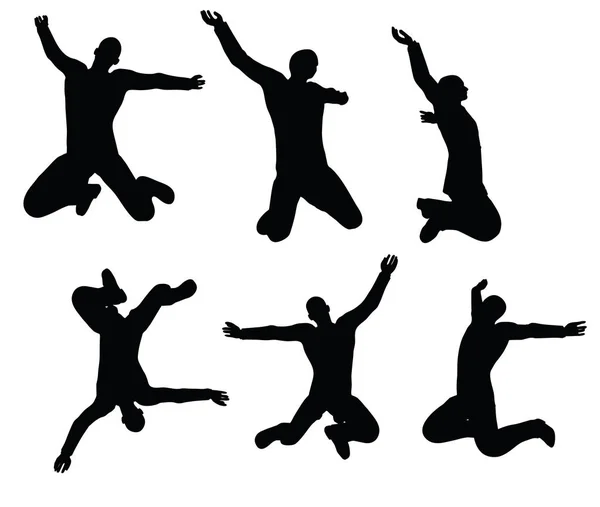 Pojke siluett i sittande Jumping pose — Stock vektor