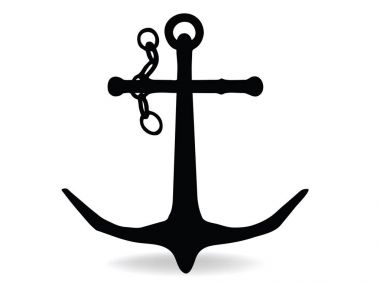 Beyaz arka plan üzerinde çapa siluet