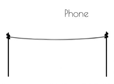 Telefon hattı siluet beyaz arka plan üzerinde