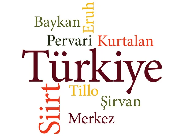 Ville turque Siirt subdivisions in word clouds — Image vectorielle