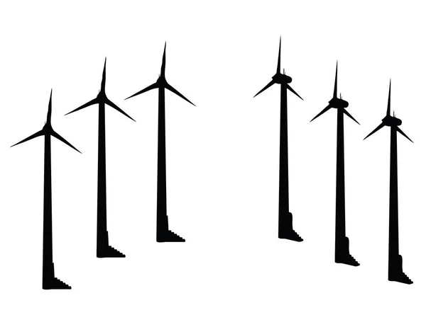 Silhueta de turbina eólica no fundo branco —  Vetores de Stock