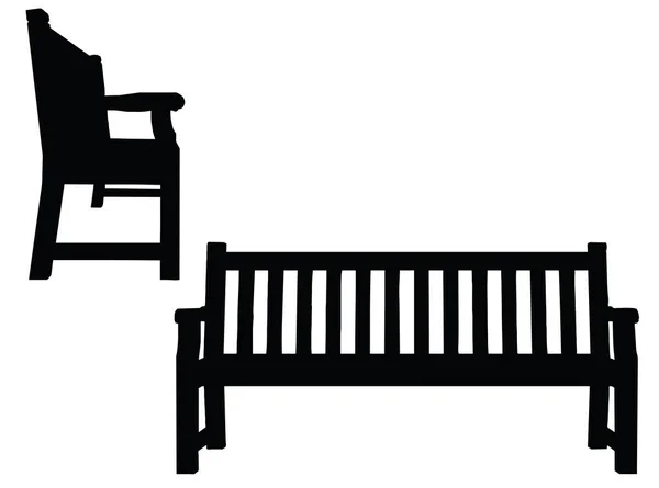 Banc silhouette sur fond blanc — Image vectorielle