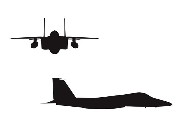 Silhouette avion bombardier sur fond blanc — Image vectorielle