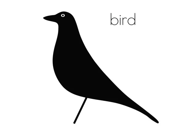 Pták silueta na bílém pozadí — Stockový vektor
