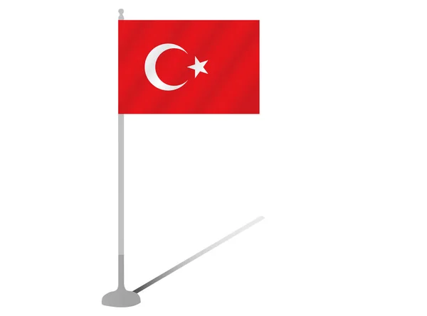 Vlag Pole Turkije silhouet op witte achtergrond — Stockvector