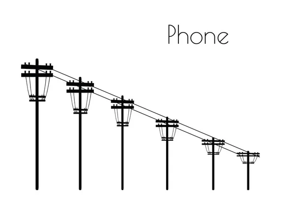 Telefon sylwetka linia na białym tle — Wektor stockowy