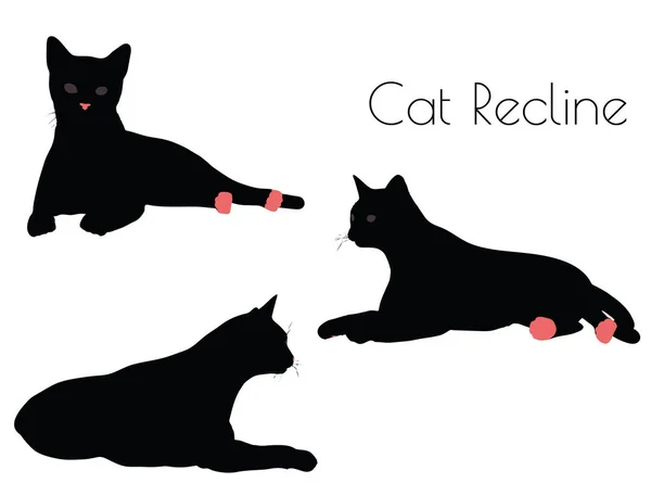 Silhouette de chat dans la pose Recline — Image vectorielle
