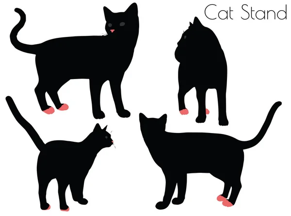 Silhouette gatto in Stand Pose — Vettoriale Stock