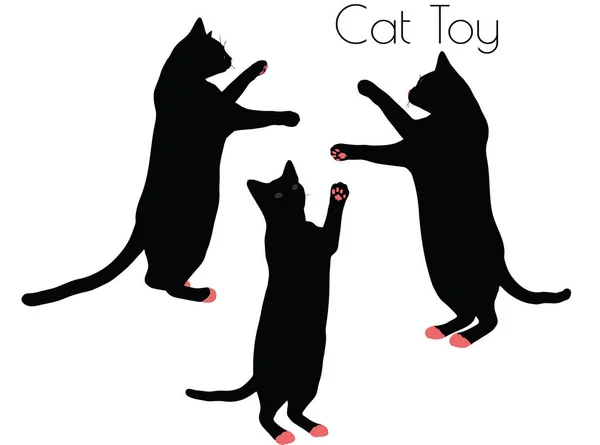 Silhouette de chat avec pose de jouet — Image vectorielle