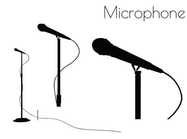 Mikrofon siluett på vit bakgrund Royaltyfria Stockvektorer