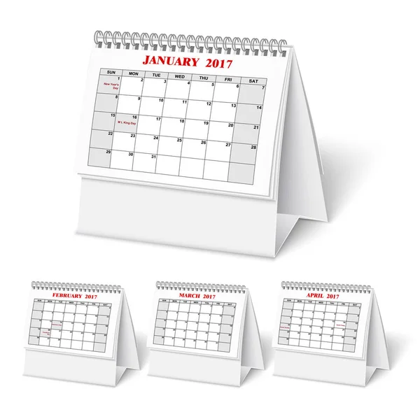 Реалістичний настінний календар з пружиною — стоковий вектор