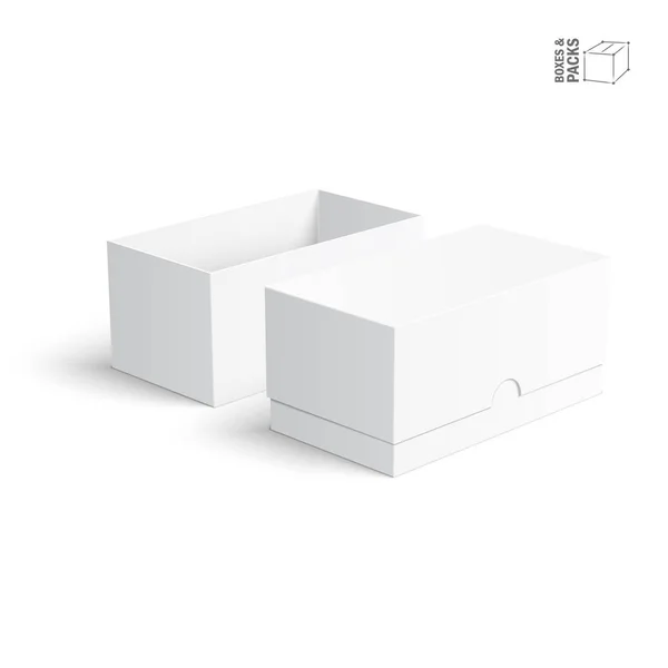 Modelos de caixas de papel ou papelão em branco sobre fundo branco — Vetor de Stock