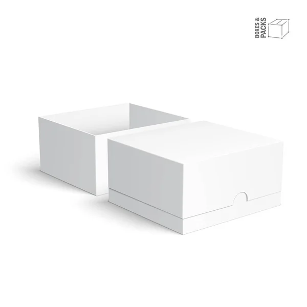 Plantillas de cajas de papel o cartón en blanco sobre fondo blanco — Vector de stock