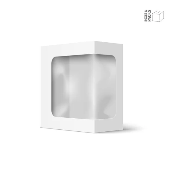 Caja blanca del paquete del producto del vector con la ventana , — Vector de stock
