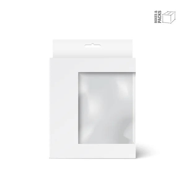 Коробка для упаковки белого вектора с окном — стоковый вектор
