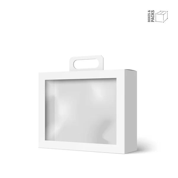 Caixa branca do pacote do produto do vetor com janela — Vetor de Stock