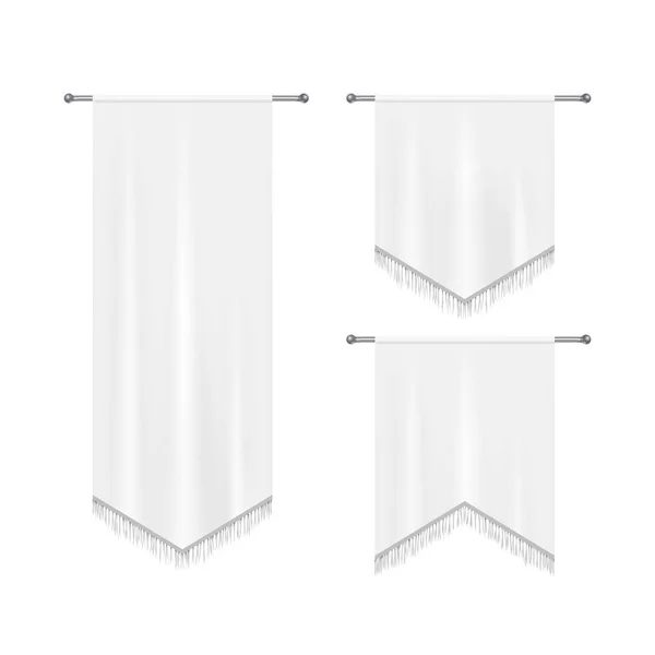 Реалистичные белые текстильные баннеры со складками — стоковый вектор