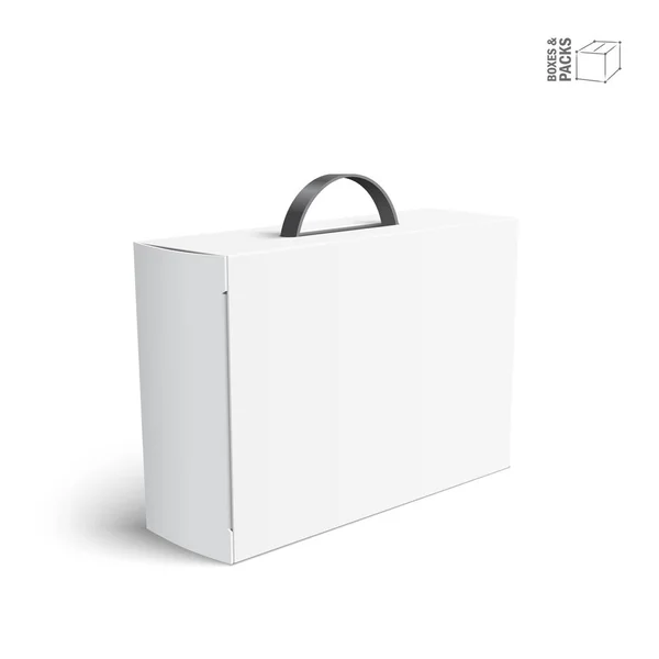 Caixa ou caixa branca plástica do pacote do branco com punho — Vetor de Stock