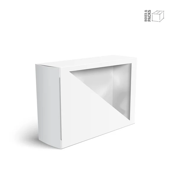 Caja blanca del paquete del producto del vector con la ventana — Vector de stock
