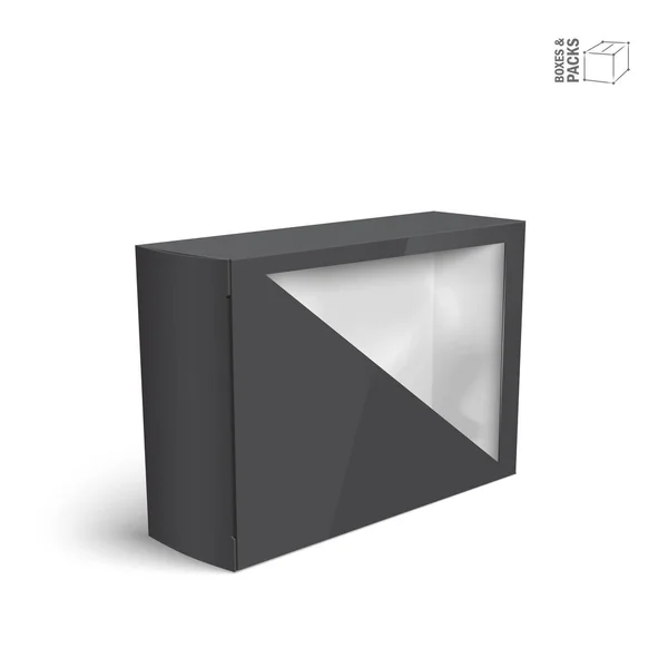Fekete vektor termék csomag doboz ablak — Stock Vector