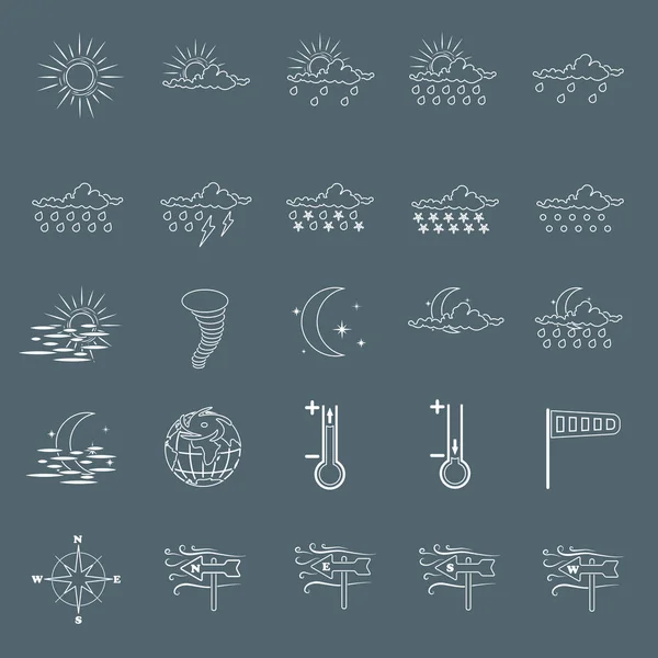 Conjunto com diferentes ícones meteorológicos — Vetor de Stock