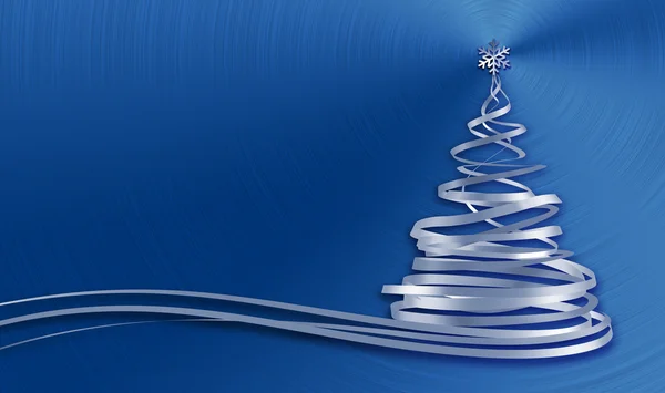 Christmas Tree From White Tapes Over Blue Metal Background — Stock Photo, Image