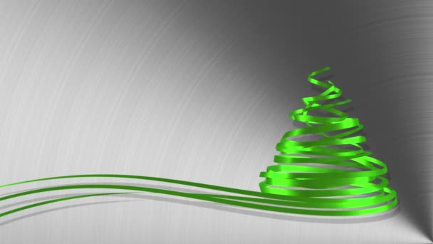 Árbol de Navidad de cintas verdes sobre fondo de metal . — Vídeo de stock