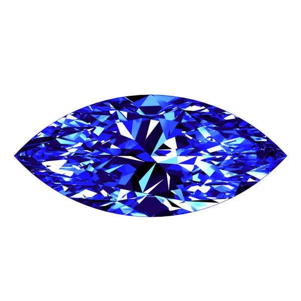 Sapphire Marquise Cut Over White Background — Stock fotografie