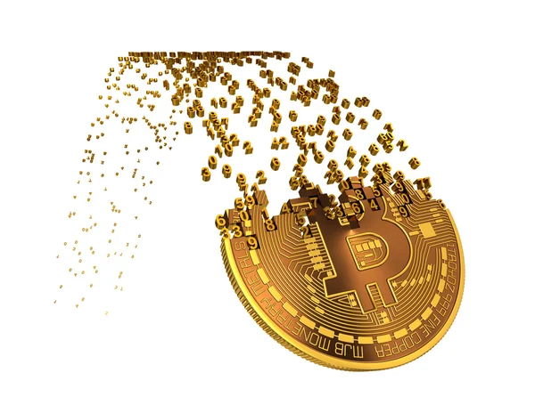 Bitcoin fällt nach Höhen und Tiefen in Ziffern — Stockfoto