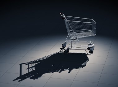 Boş alışveriş sepeti döküm gölge olarak alışveriş sepeti yiyecek dolu