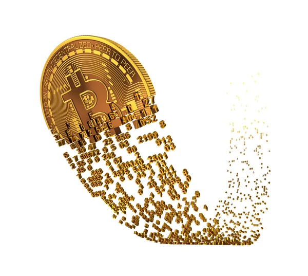 Bitcoin steigt nach Kurssturz und zerfällt in Ziffern — Stockfoto