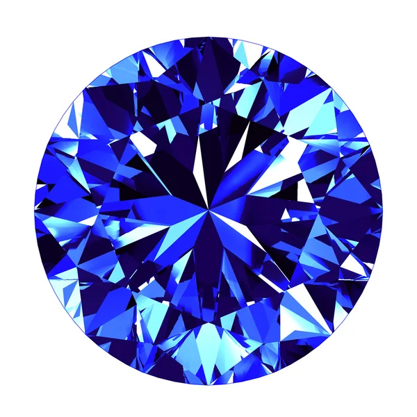 Sapphire Round Cut Over White Background — Stok Foto