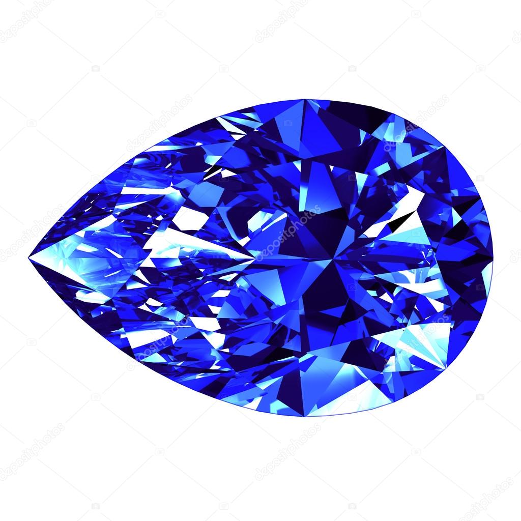 Sapphire Pear Cut Over White Background