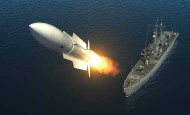Missile Launch From A Warship On The High Seas clipart
