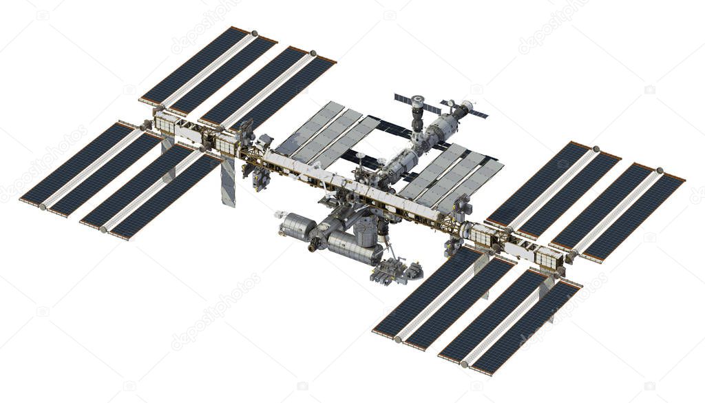 International Space Station On White Background