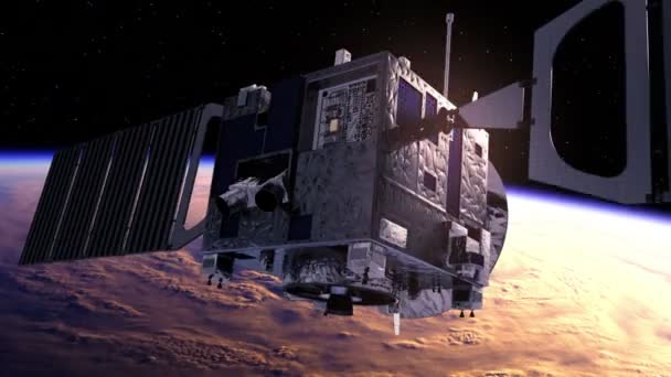 Satélite espacial explorando um furacão na terra — Vídeo de Stock