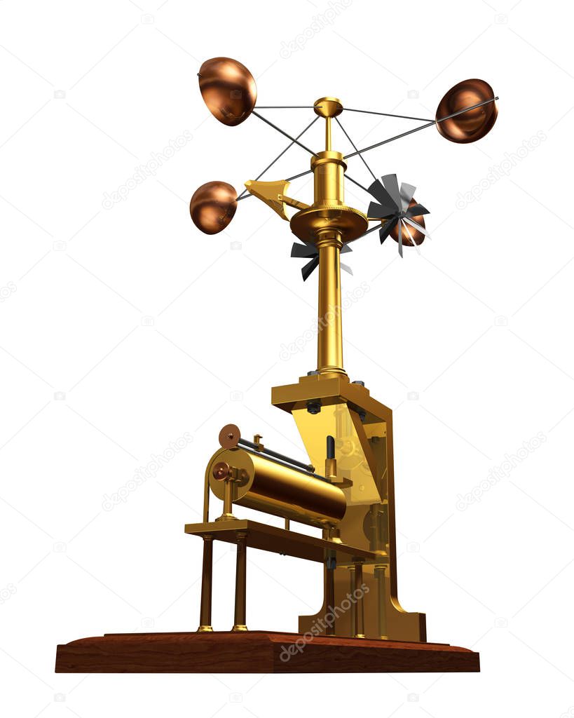 Antique Anemometer On White Background