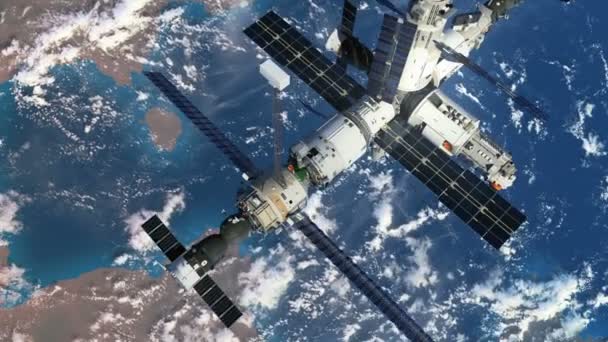 Aumento de la altura de la órbita de la estación espacial — Vídeo de stock