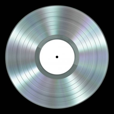 Realistic Platinum Vinyl Record On Black Background clipart