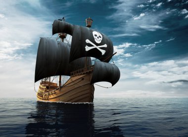 Pirate Ship On The High Seas clipart